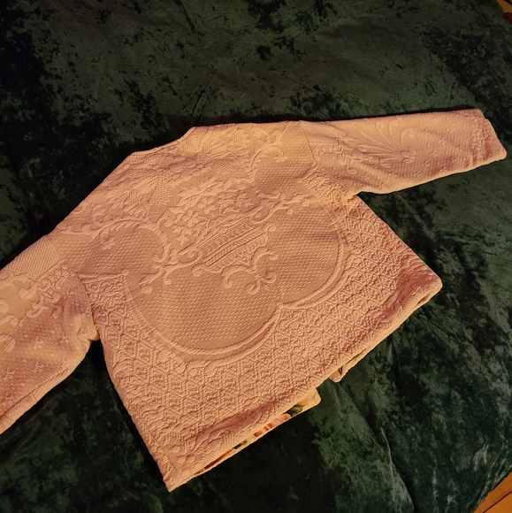 90s(?) Cropped boxy floral cream jacket - Picture 6 of 12